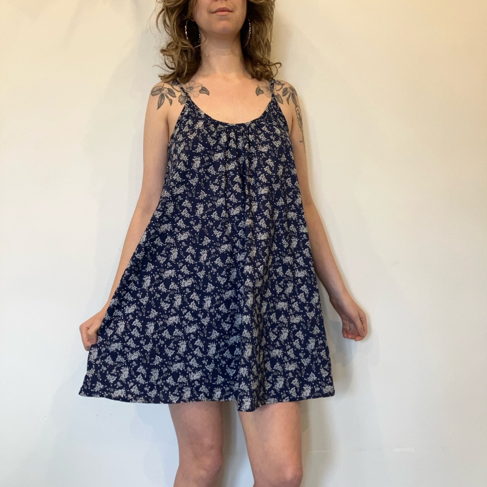 Navy Floral Mini summer Dress with adjustable straps